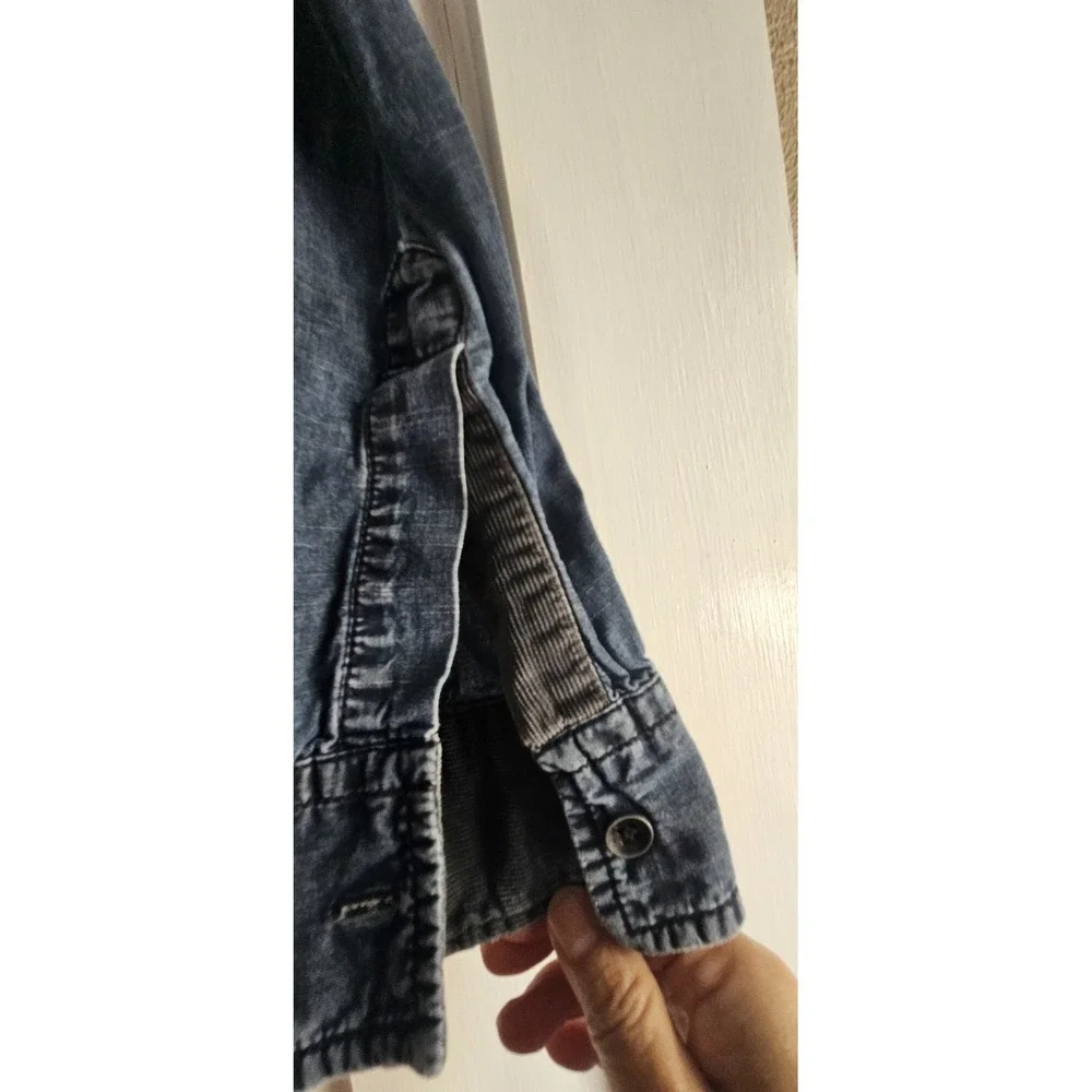 KILLER JEANS dark wash button up denim shirt dual‎ chest pockets Mens M